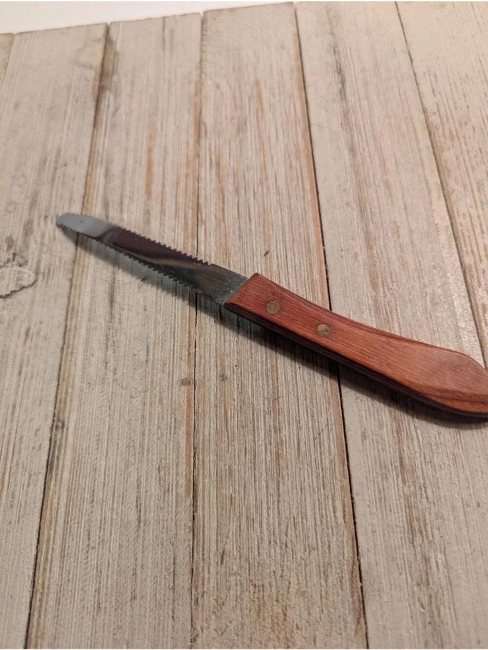 Vintage Ekco Stainless USA Grapefruit Knife Wood Handle Fruit Curved 7